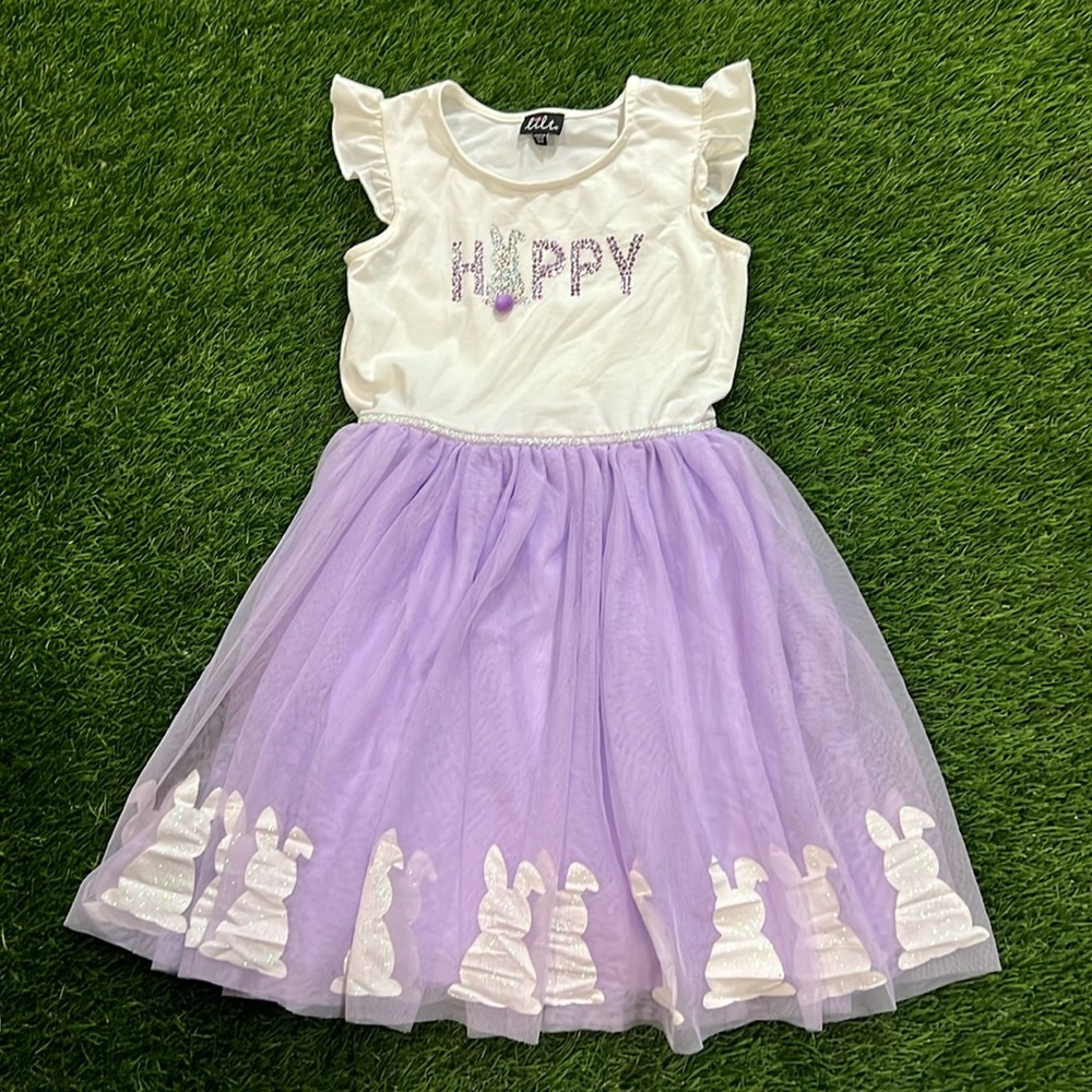 lilt White and Lavender 'Hoppy' Bunny Tulle Dress for Girls